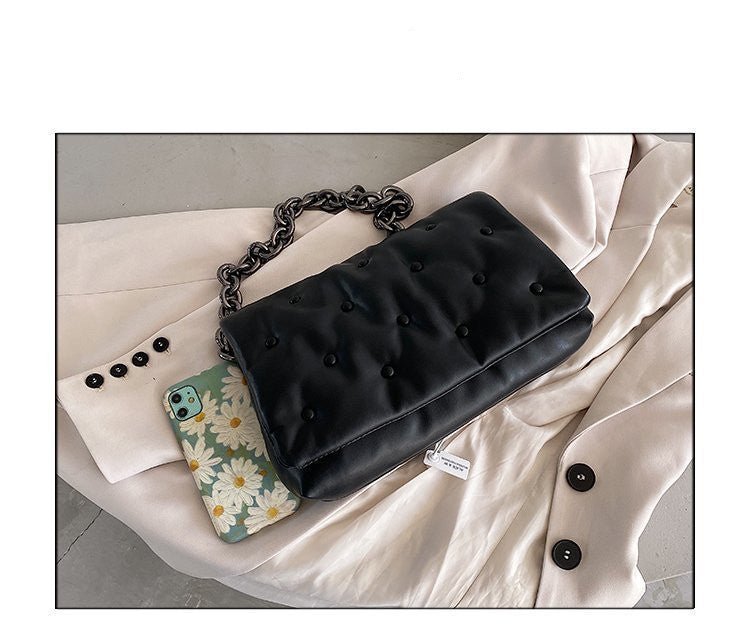 Fashion Simple Single Shoulder Chain Small Square Bag Black