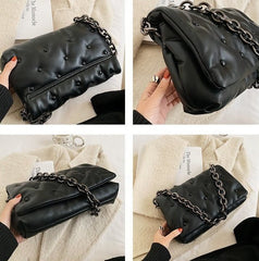 Fashion Simple Single Shoulder Chain Small Square Bag Black