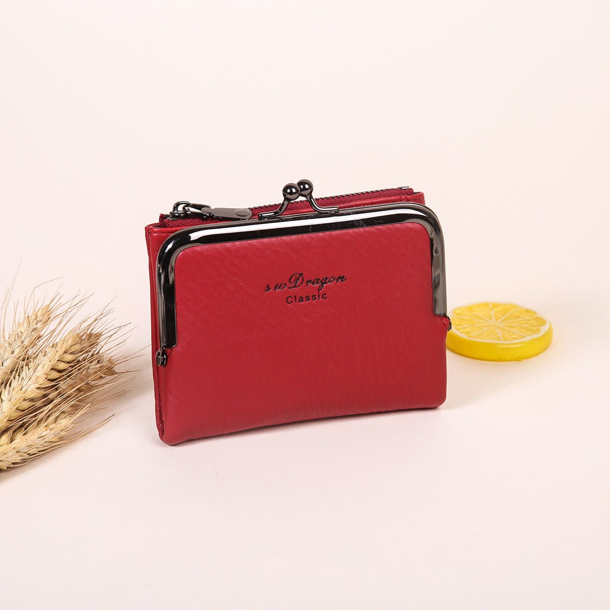 Fashion Simple Two - in - one Niche Certificate Card Holder Burgundy
