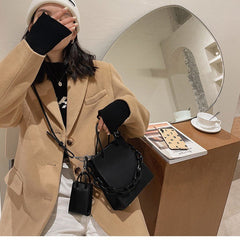 Fashion Single Shoulder Cross - body Acrylic Chain Underarm Bag Female Black