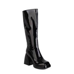 Fashion Waterproof Platform Candy Color High Boots Black