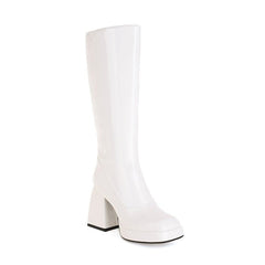 Fashion Waterproof Platform Candy Color High Boots White