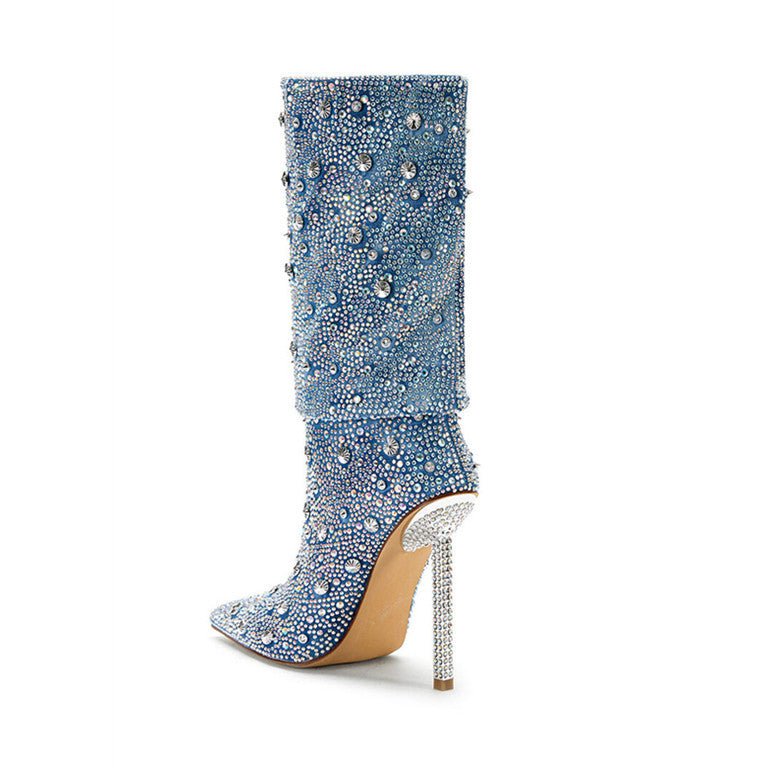 Fashionable Pointy Heel Boots For Women Blue
