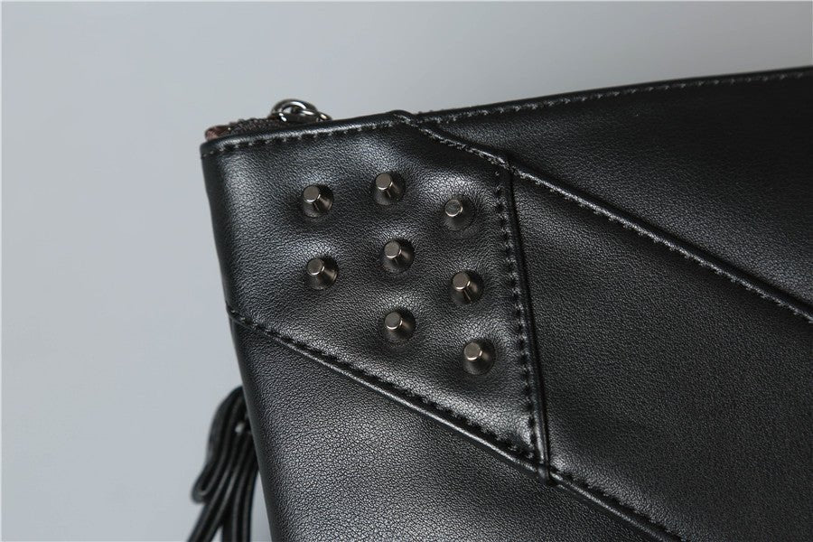 Fashionable rivet clutch Bag Black