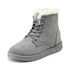 Female Warm Ankle Boots Women Snow Winter Shoes Grey