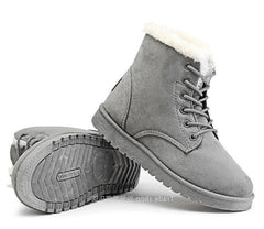 Female Warm Ankle Boots Women Snow Winter Shoes Grey