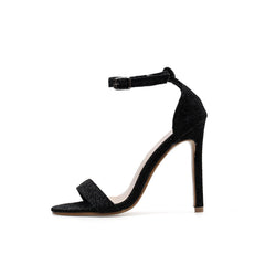 Fish Mouth Shiny Buckle Belt Thin Super High Heels 35