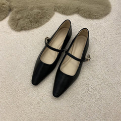 Flat Pointed Toe Every Night Mary Jane Shoes Women 1364 2 Black