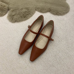 Flat Pointed Toe Every Night Mary Jane Shoes Women 1364 2 Black