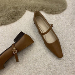 Flat Pointed Toe Every Night Mary Jane Shoes Women 1364 2 Brown