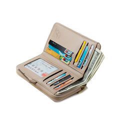 Folding Clutch Bag Large Capacity Purse Coffee