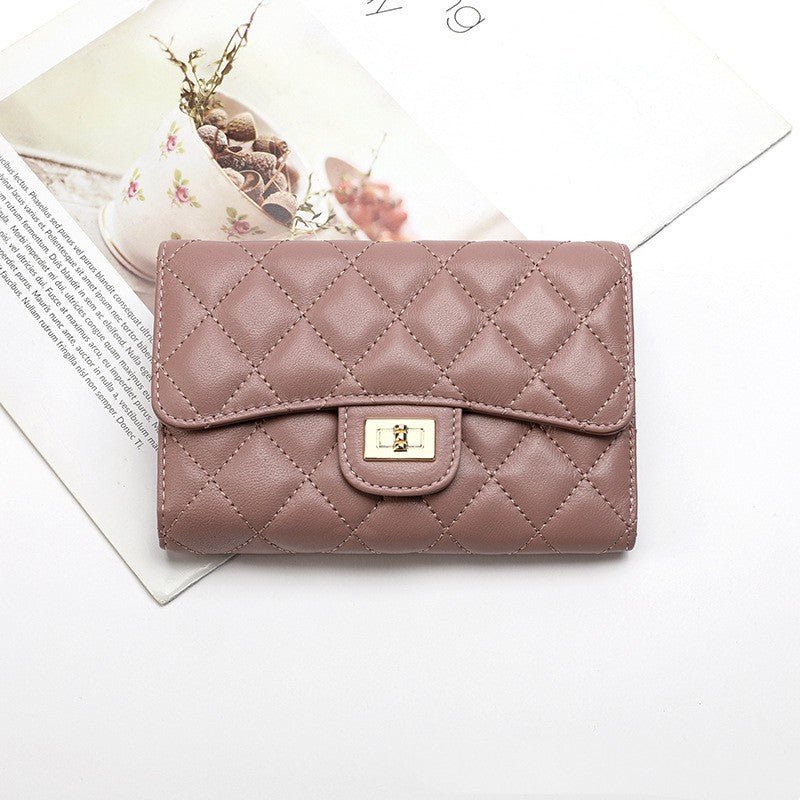 Full Sheepskin Women's Wallet Fashion Pink Color