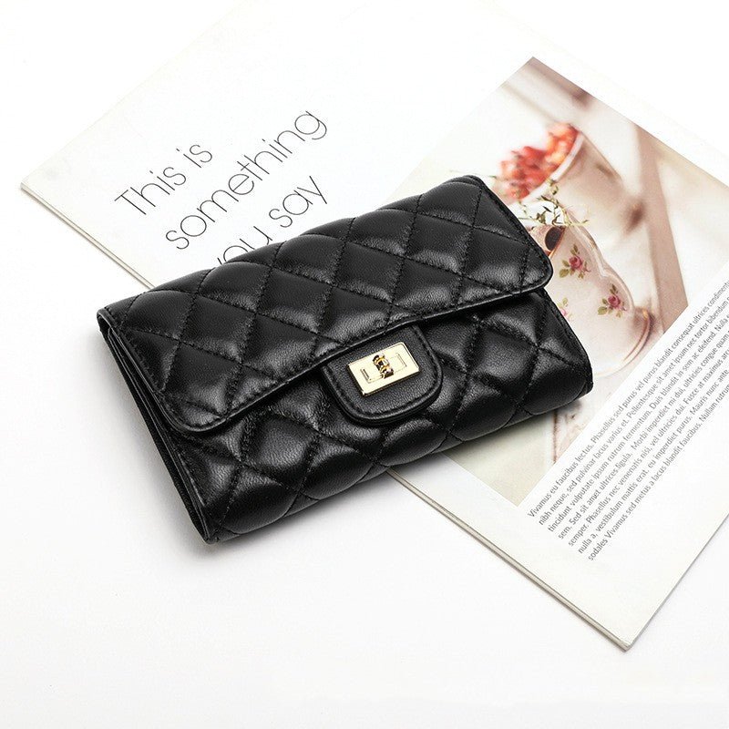 Full Sheepskin Women's Wallet Fashion Black