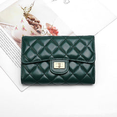 Full Sheepskin Women's Wallet Fashion Dark Green