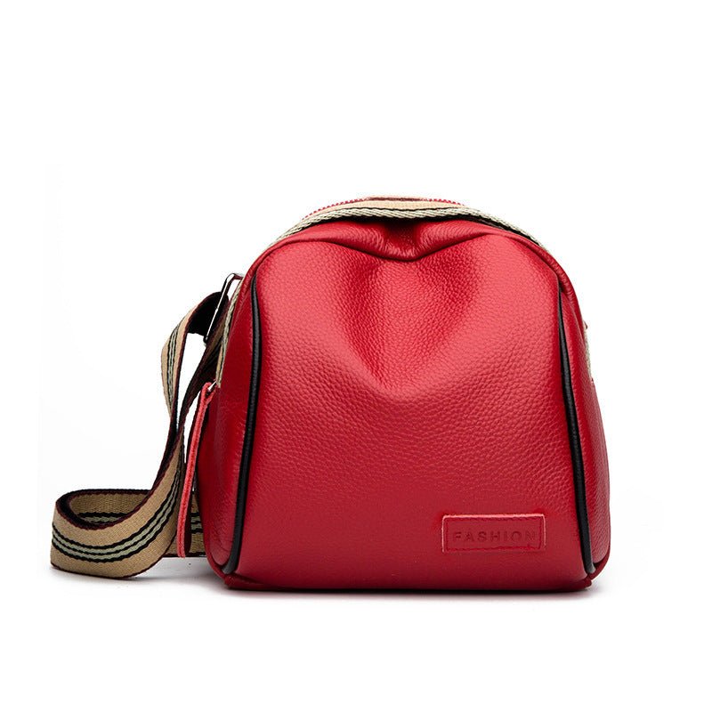 Genuine Cowhide Clutch Saddle Bag for Women Red