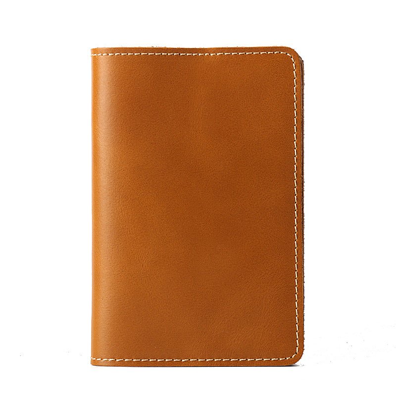 Genuine Leather Passport Holder Vertical Cowhide Simple Handmade Khaki