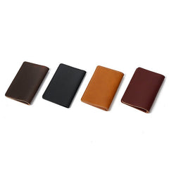 Genuine Leather Passport Holder Vertical Cowhide Simple Handmade Reddish Brown