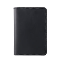 Genuine Leather Passport Holder Vertical Cowhide Simple Handmade Black