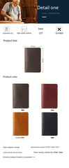 Genuine Leather Passport Holder Vertical Cowhide Simple Handmade Reddish Brown