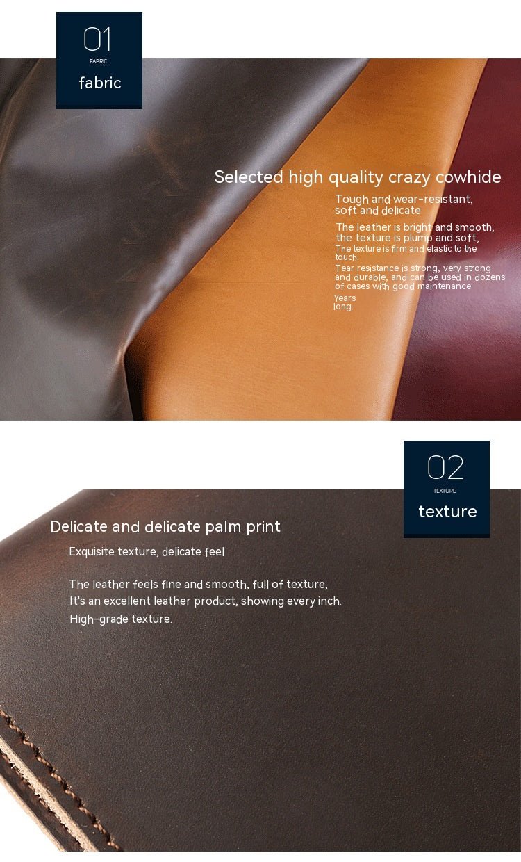 Genuine Leather Passport Holder Vertical Cowhide Simple Handmade Reddish Brown