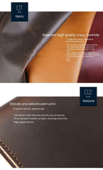 Genuine Leather Passport Holder Vertical Cowhide Simple Handmade Reddish Brown