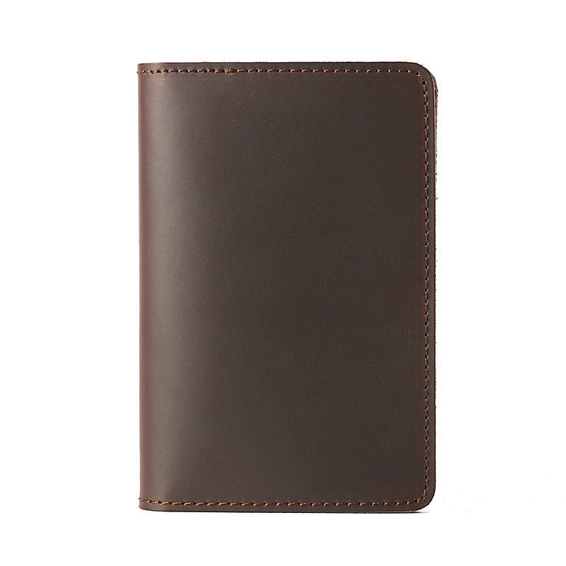 Genuine Leather Passport Holder Vertical Cowhide Simple Handmade Brown