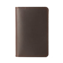 Genuine Leather Passport Holder Vertical Cowhide Simple Handmade Brown