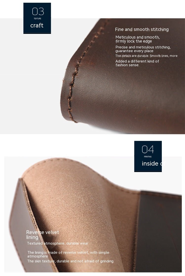 Genuine Leather Passport Holder Vertical Cowhide Simple Handmade Reddish Brown