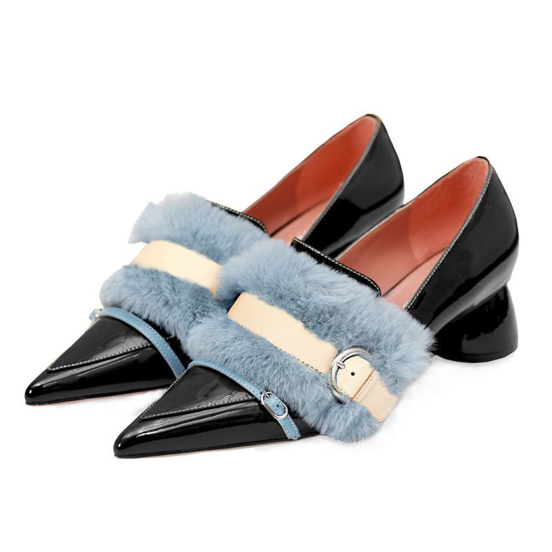 Girls high heel pointed toe pumps Black