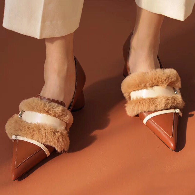 Girls high heel pointed toe pumps Black