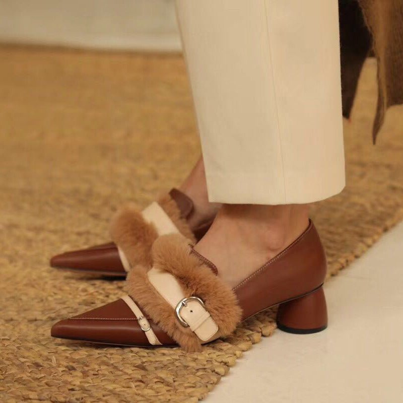 Girls high heel pointed toe pumps Black