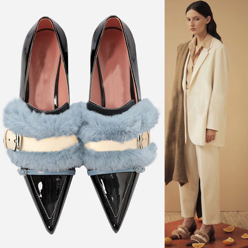 Girls high heel pointed toe pumps Black