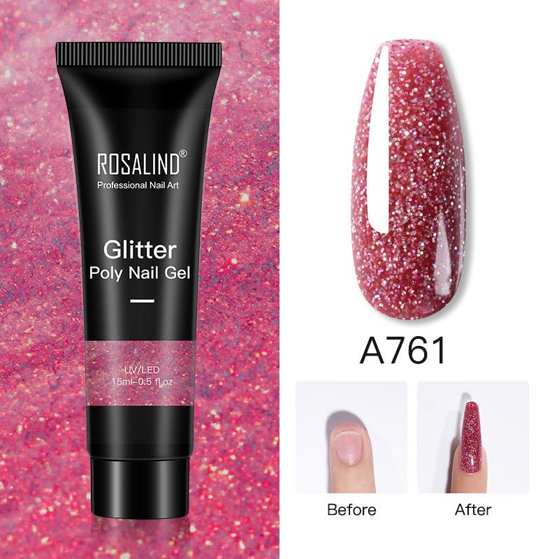 Glitter Poly Nail Gel - 15ml Extension Gel Polish for Manicure K