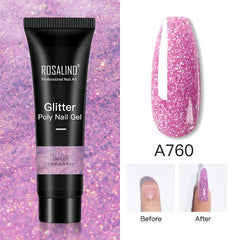 Glitter Poly Nail Gel - 15ml Extension Gel Polish for Manicure K