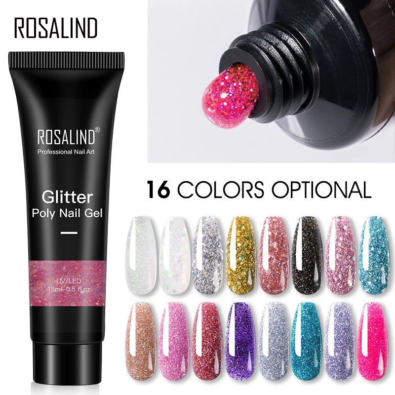 Glitter Poly Nail Gel - 15ml Extension Gel Polish for Manicure A