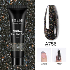 Glitter Poly Nail Gel - 15ml Extension Gel Polish for Manicure F