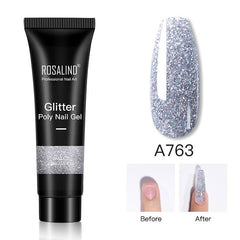 Glitter Poly Nail Gel - 15ml Extension Gel Polish for Manicure R