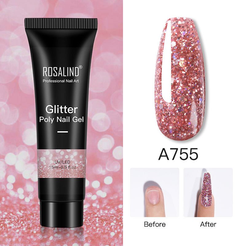 Glitter Poly Nail Gel - 15ml Extension Gel Polish for Manicure E