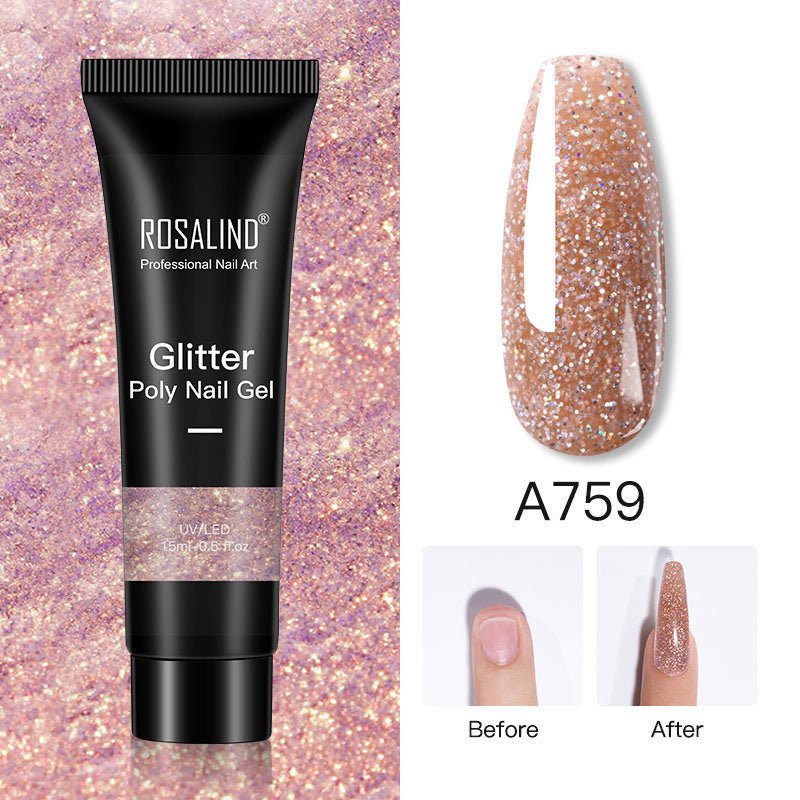 Glitter Poly Nail Gel - 15ml Extension Gel Polish for Manicure I