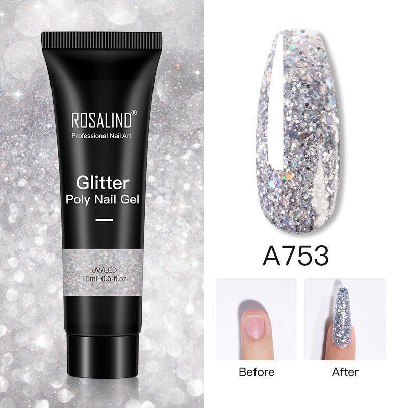 Glitter Poly Nail Gel - 15ml Extension Gel Polish for Manicure C