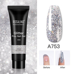 Glitter Poly Nail Gel - 15ml Extension Gel Polish for Manicure C