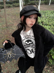 Gothic Dark Bat Spider Web Vintage Tote Bag with Clutch Black