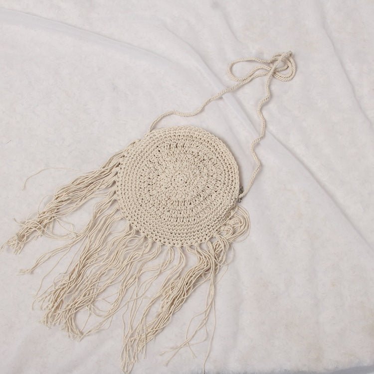 Hand - knitted clutch woven messenger bag White