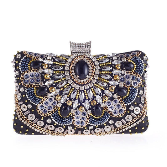 Hand - Made Beaded Clutch for Women - European & American Style Black