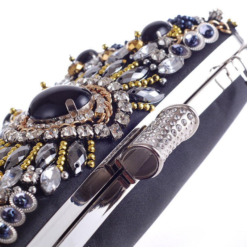 Hand - Made Beaded Clutch for Women - European & American Style Black