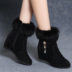 Height Increasing Insole Snow Boots For Women Black