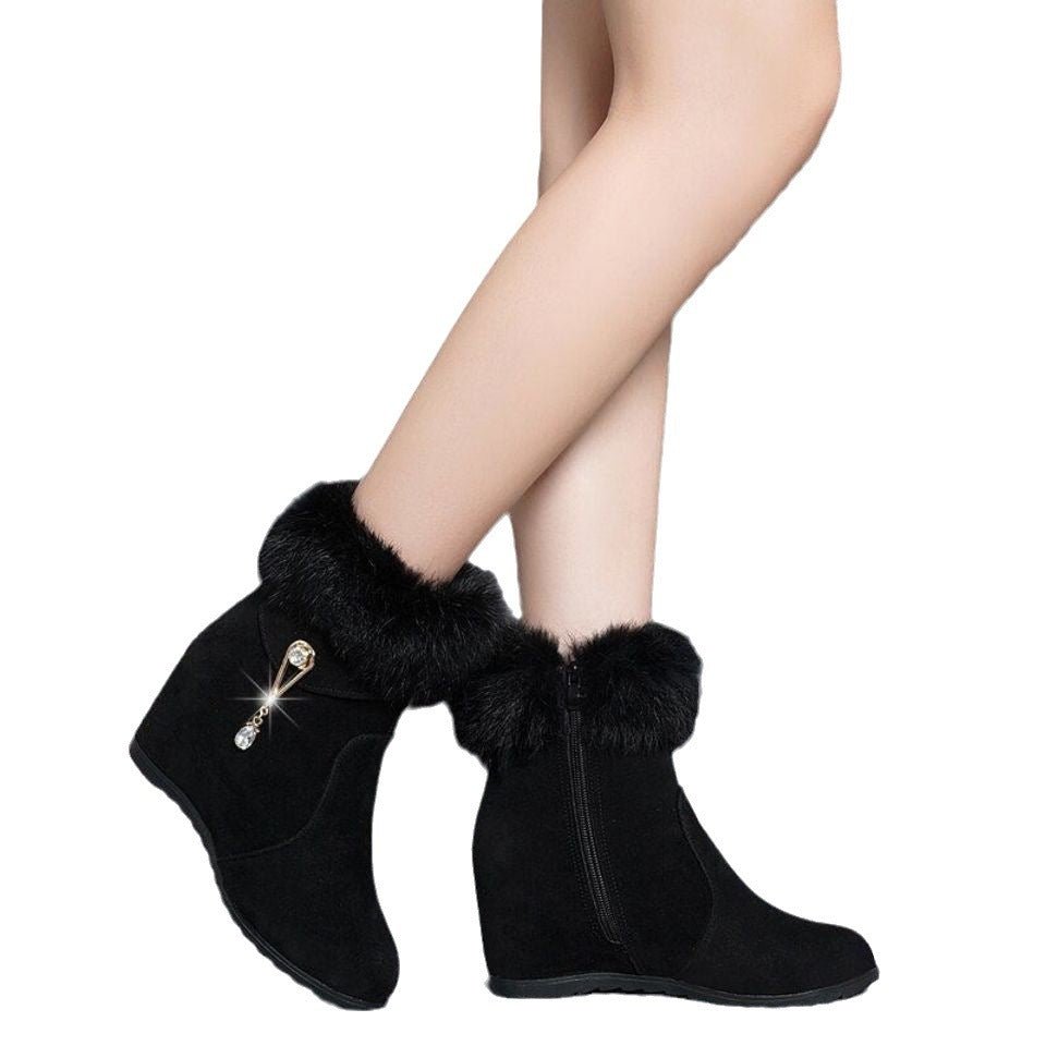 Height Increasing Insole Snow Boots For Women Black