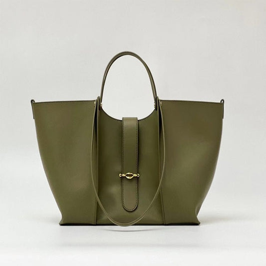 High - grade Genuine Leather Tote Bag with Large Capacity for Women Green
