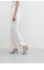 High Heel Slippers Edgy British Style Square Toe Stiletto Outer Wear Beige