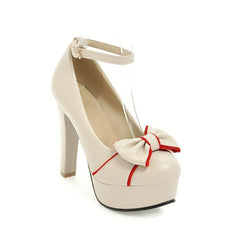 High heeled shoes with buckle White